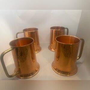 Set 4 Copper Stein Mugs Set